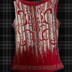 vintage deadstock red and gold tank top
